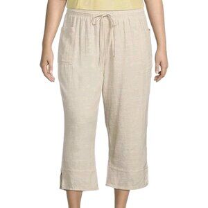 Westbound Women's Pants Size 2X The Island Crop Mid Rise Wide Leg White (25)